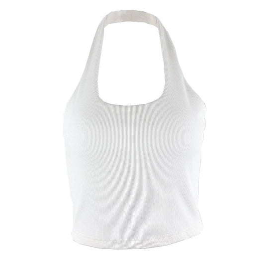 Exposed Umbilicus Halter-neck Short Vest